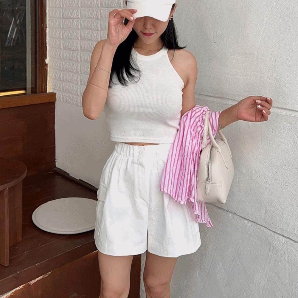 카고반바지 3부 면 흰 흰색 화이트 여름 여자 반바지 숏 팬츠